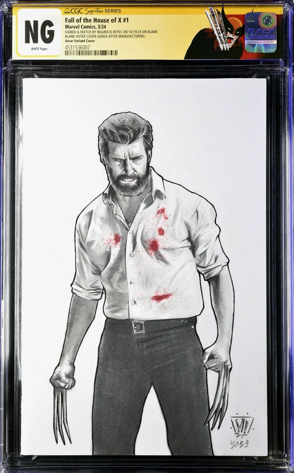 CGC SS Fall of The House of X #1 Hugh Jackman Logan Original Art Sketch Cover