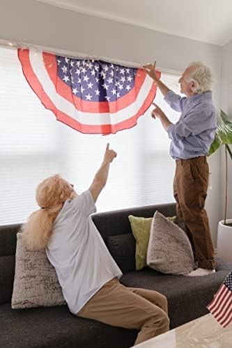6PK Patriotic American Flag Bunting Half Fan July 4th Porch Banner Decor Set!