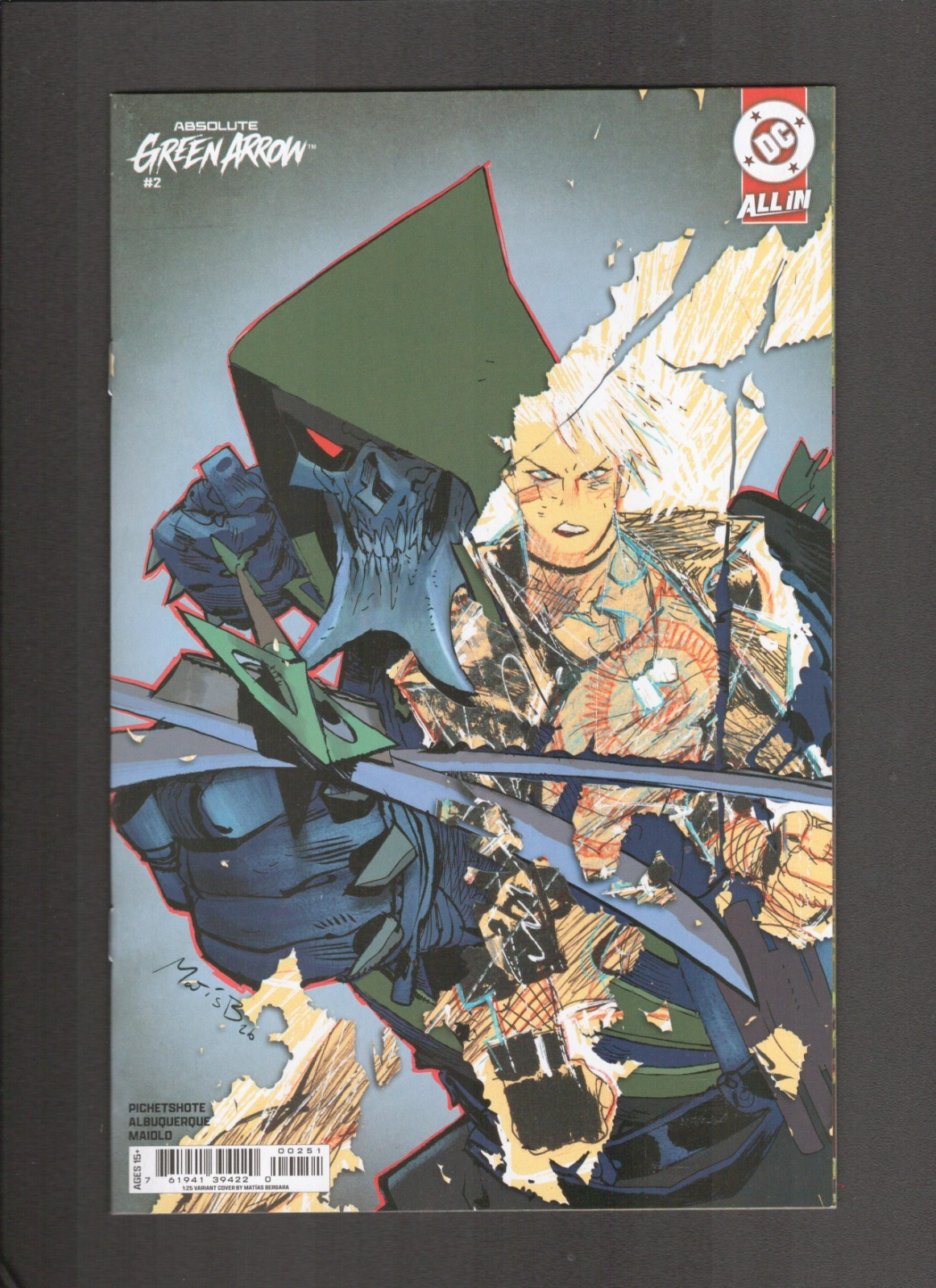 ABSOLUTE GREEN ARROW 2 1:25 MATIAS BERGARA 1:25 Card Stock Ratio Variant Cvr E