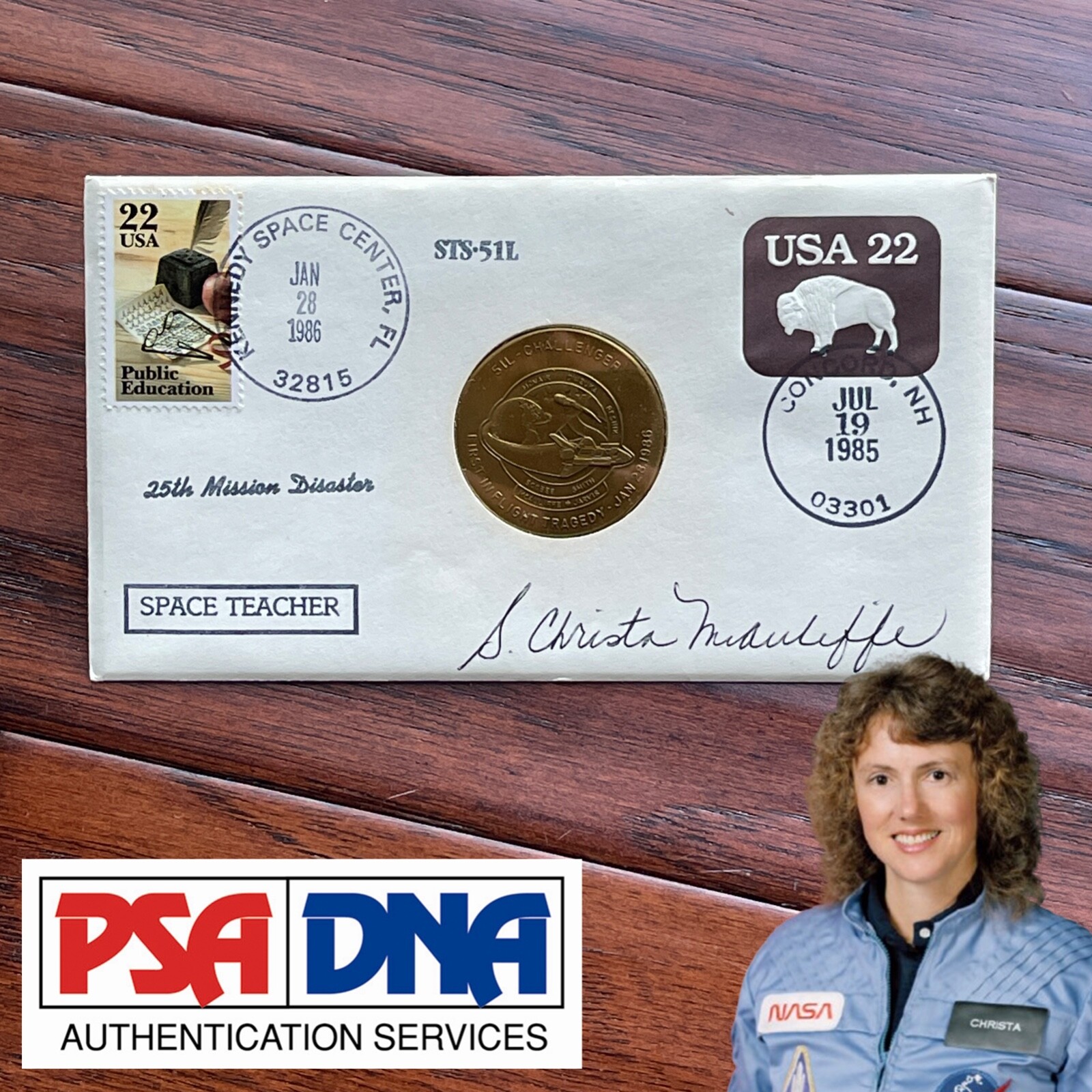 CHRISTA McAULIFFE * PSA Autograph LAUNCH DATE Signed Challenger Disaster STS 51L