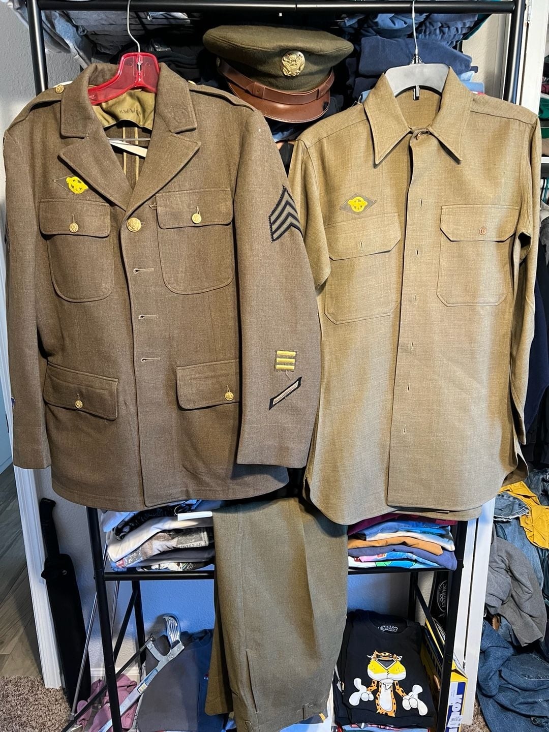 Vintage WWII US Army Uniform Set Jacket Shirt Pants and Service Cap