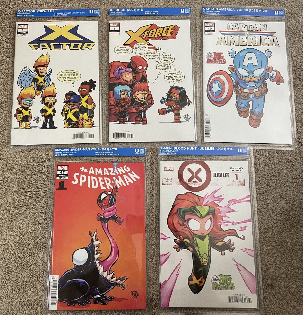 Marvel SKOTTIE YOUNG CollectForever Uncirculated Soft Slab Collection (Lot of 5)