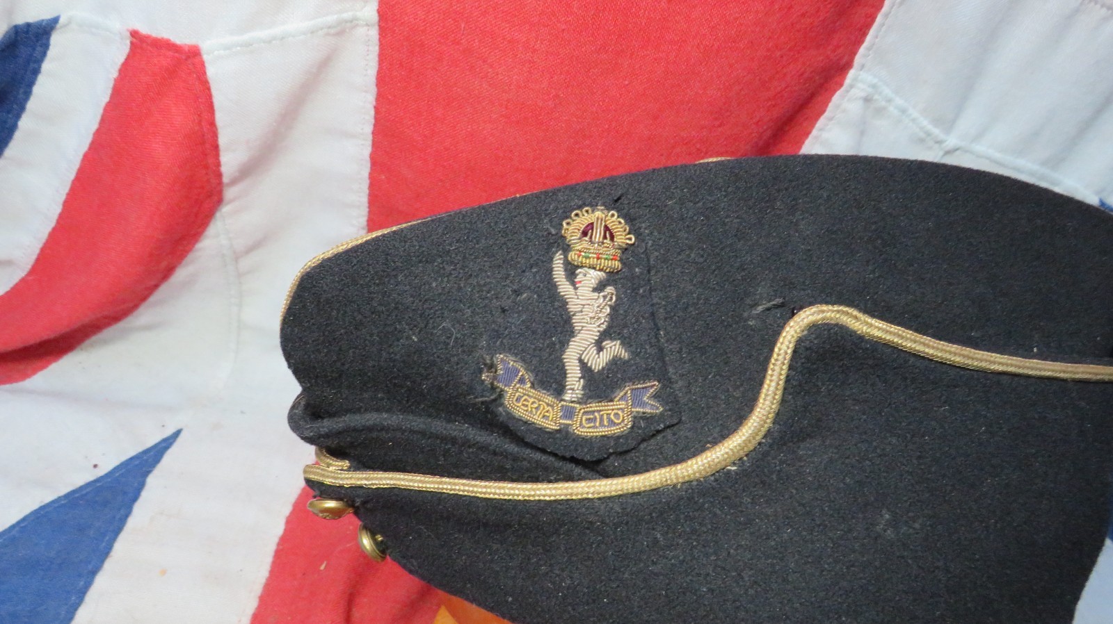 WWII / 50’s Royal Corps of Signals Officer’s Side Cap Moss Bros Named