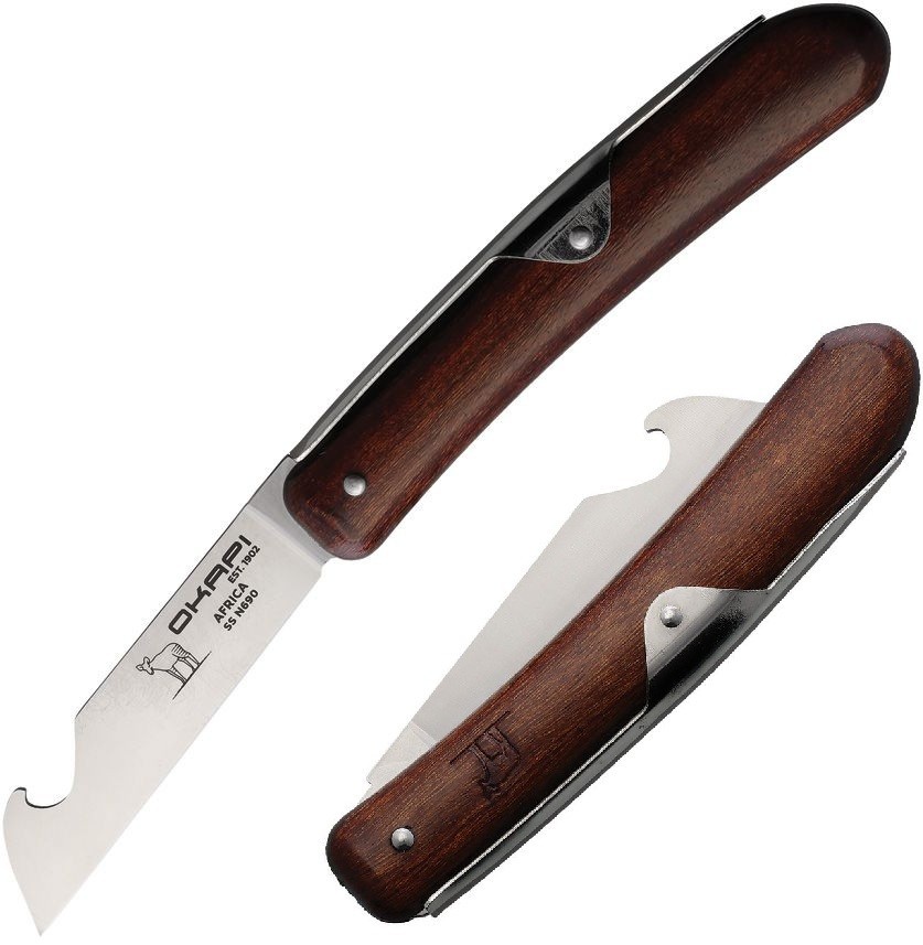Okapi Biltong & Beer Folding Knife 3″ Satin Bohler N690 Steel Blade Wood Handle
