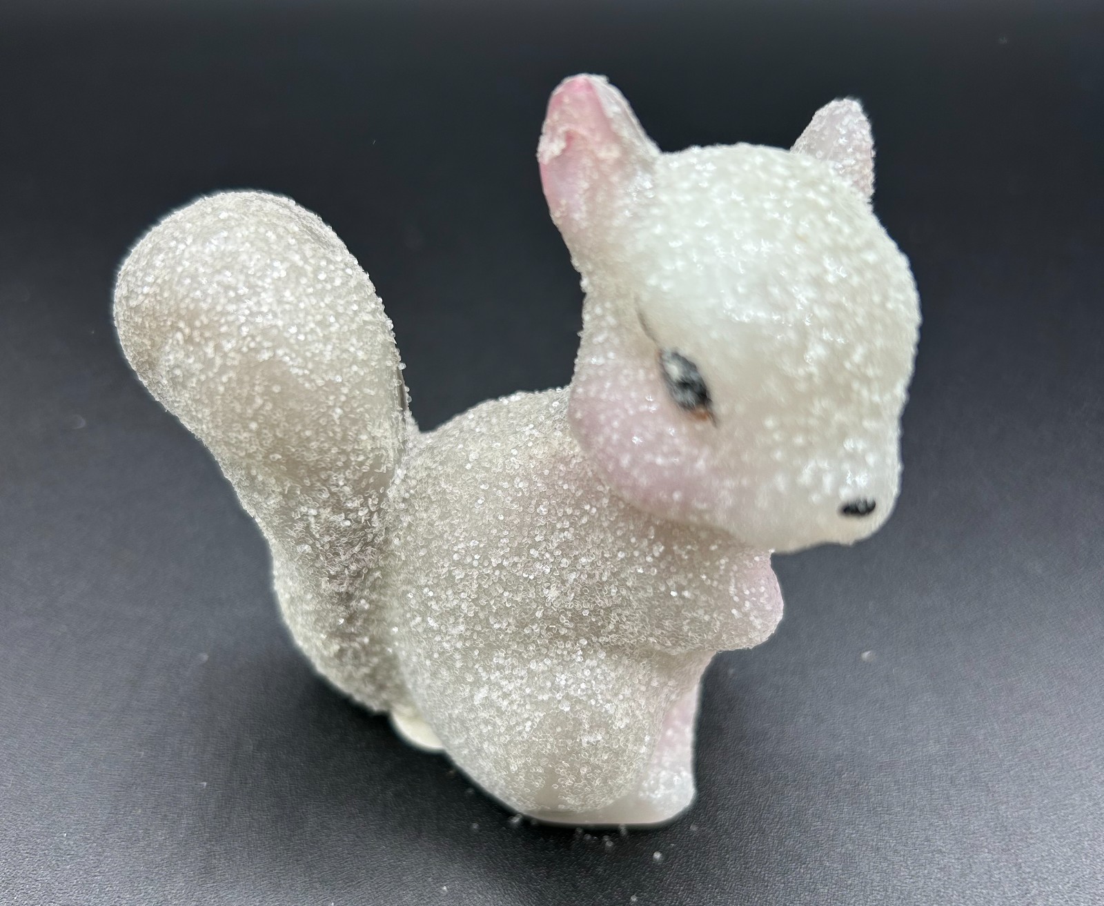 Fenton White Satin Crystal Ice Squirrel Figurine Signed J. Powell Glass