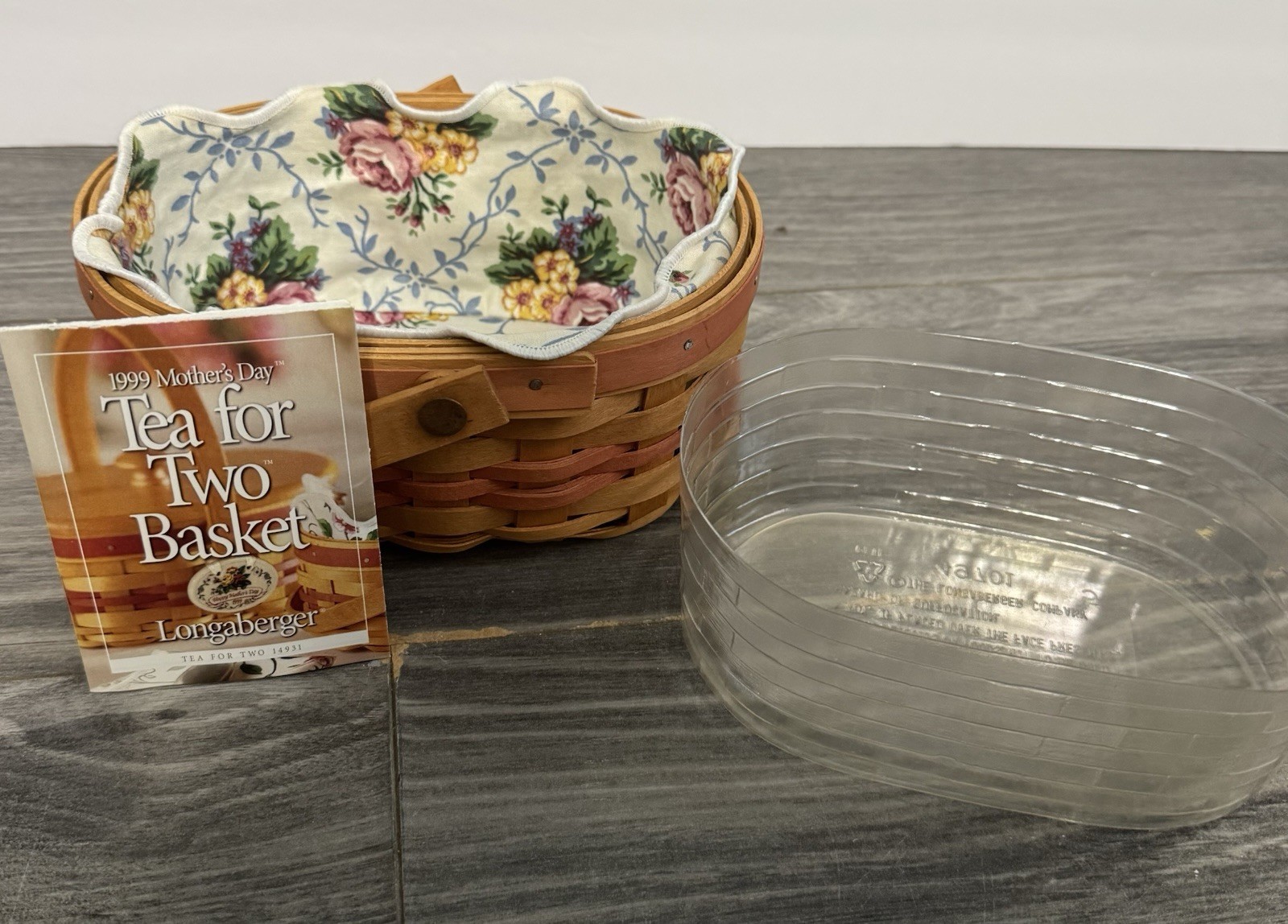 Longaberger Mother’s Day 1999 Tea for Two, Floral Liner w/ Book, 14931