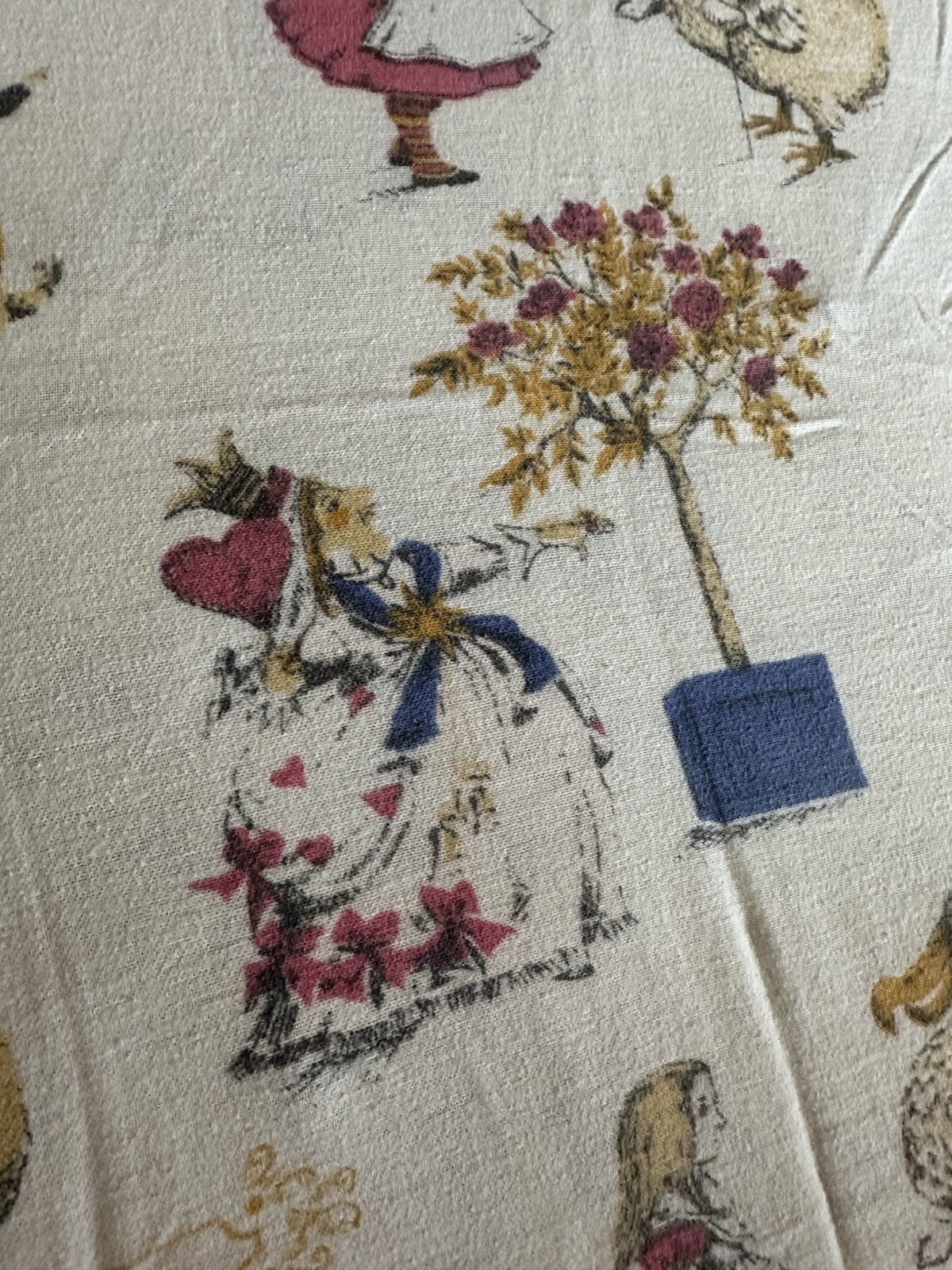 1950S Fieldcrest Mills Blankets 2-Alice In Wonderland Soft & Worn Satin Trim VTG