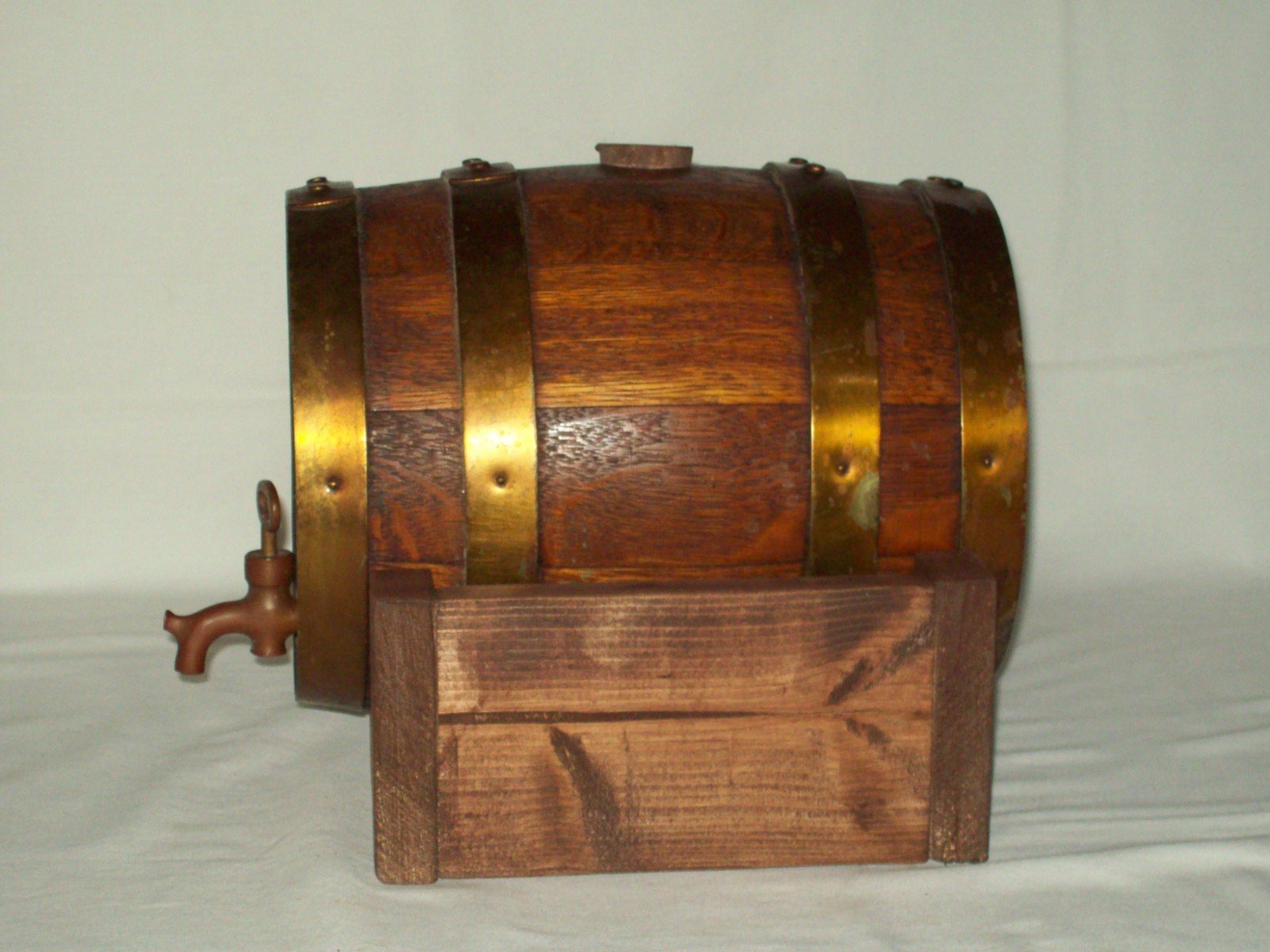 Primitive Small Wooden Barrel Keg with Stand ~ Brewiana Man-Cave ~ Displays Well