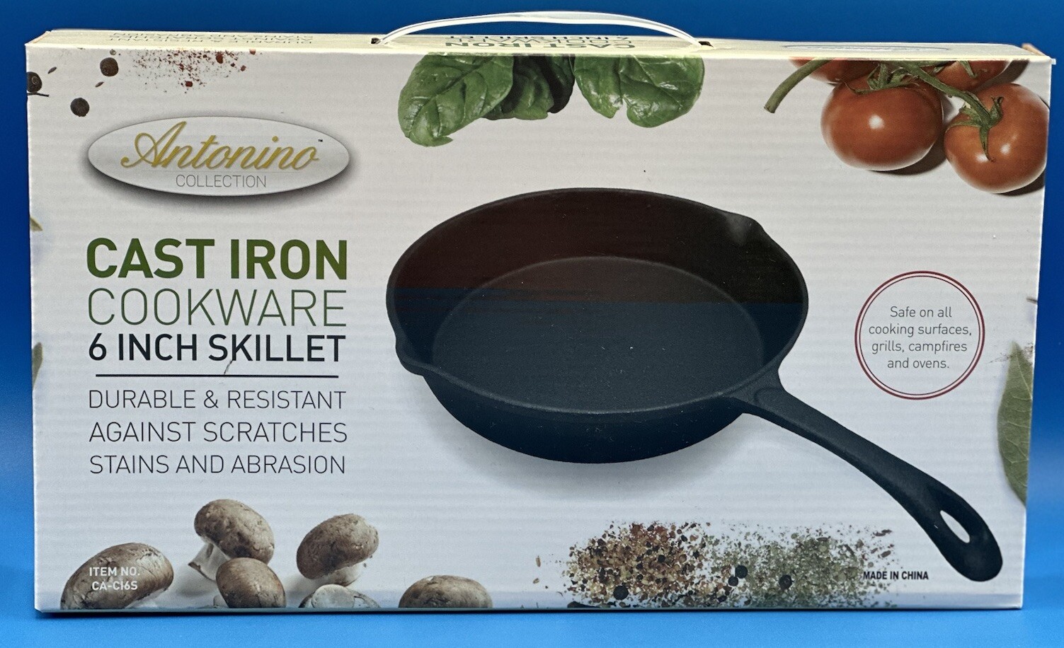 Antonio Collection 6″ Cast Iron Skillet NIB Scratch/stain Resistant Cookware