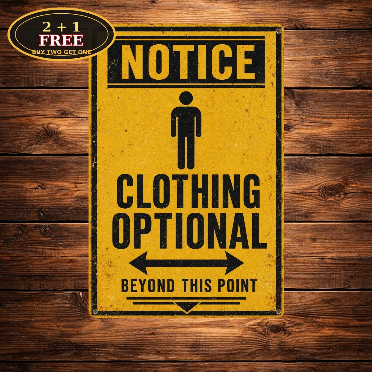 Clothing Optional Beyond Sign Funny Backyard Pool Hot Tub Beach Metal Tin Plaque