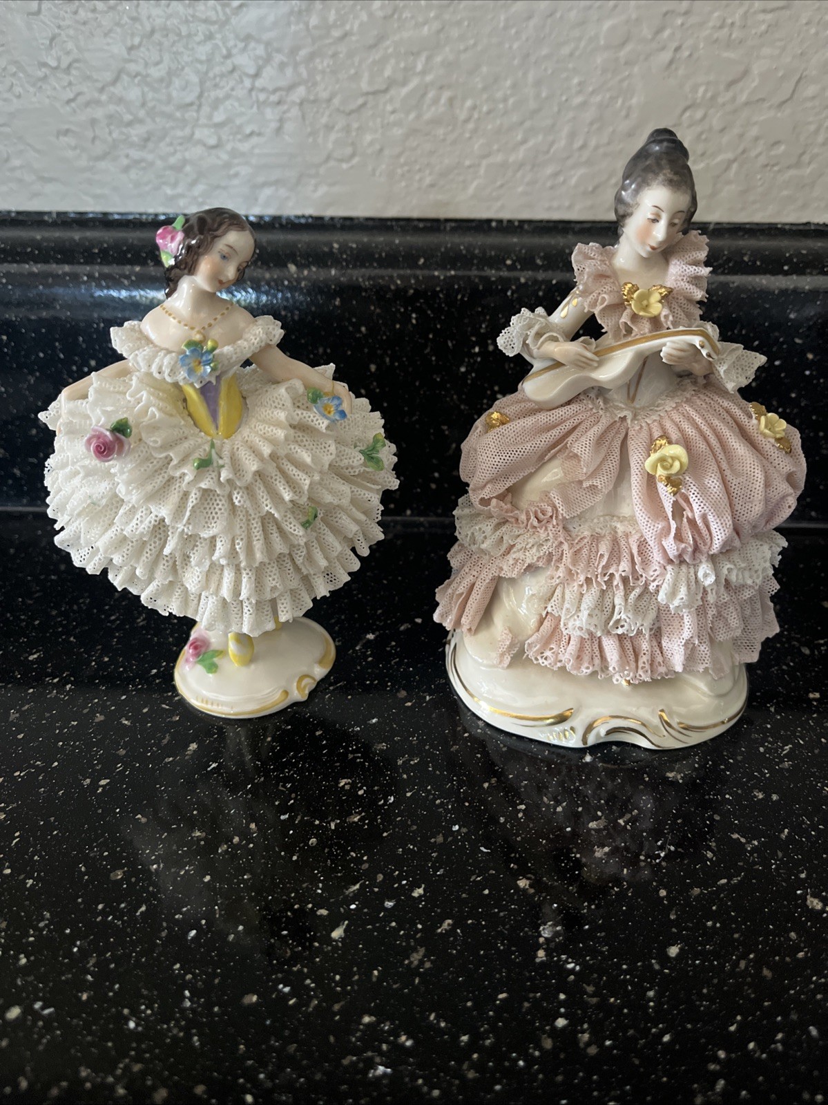 Dresden Porcelain Lace Ballerina Figurine & Violinist’s