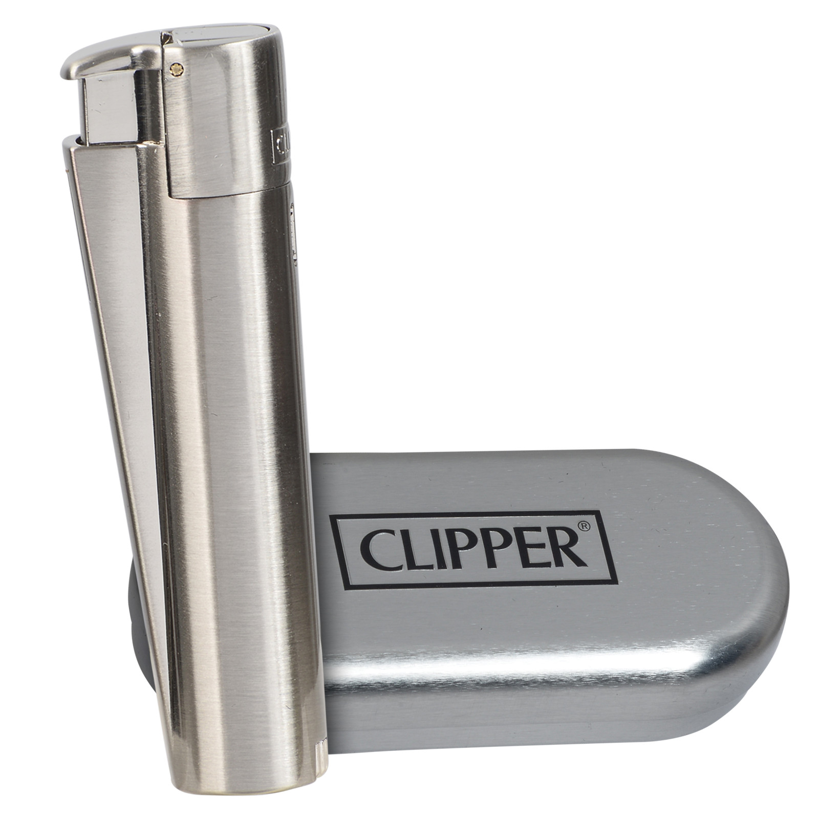 Clipper Metal Lighter – Refillable, Includes Case. Silver JET Butane Lighters