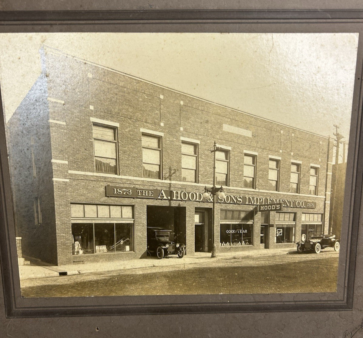 Antique Cabinet Photo Pittsburgh KS Hood & Sons Implement Co 1918 Goodyear Auto