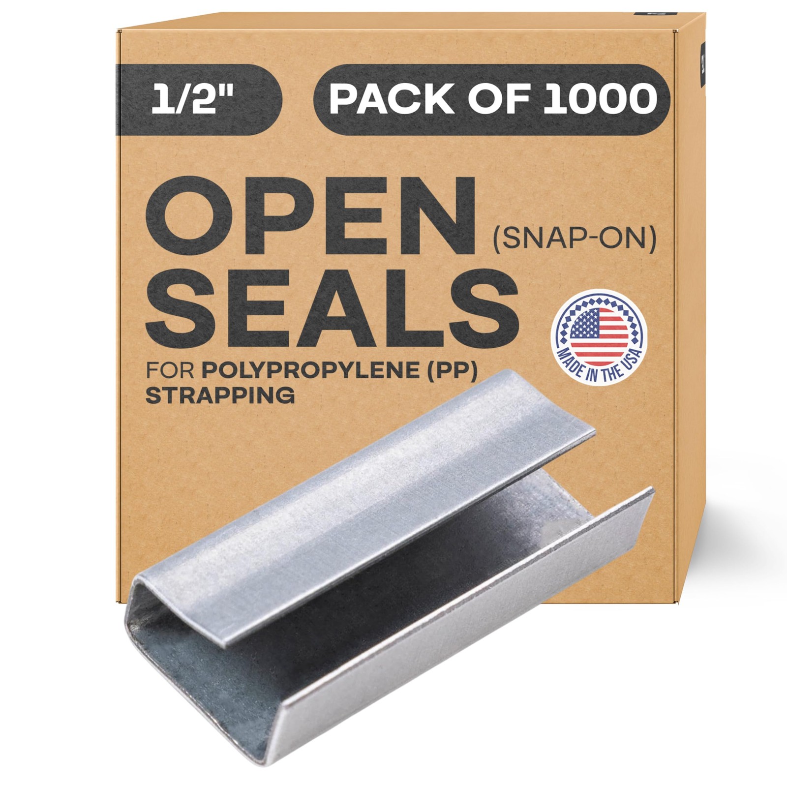 Open (Snap-On) Seals of 1.25″ Length for 1/2″ Strap Width Polypropylene (PP) …