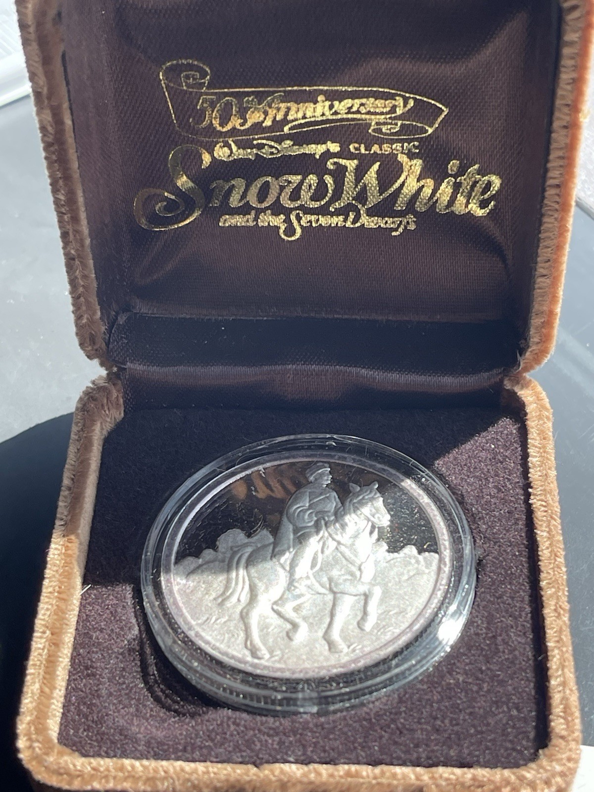 1987 Walt Disney Snow White 50th Anniversary Silver Round The Prince .999