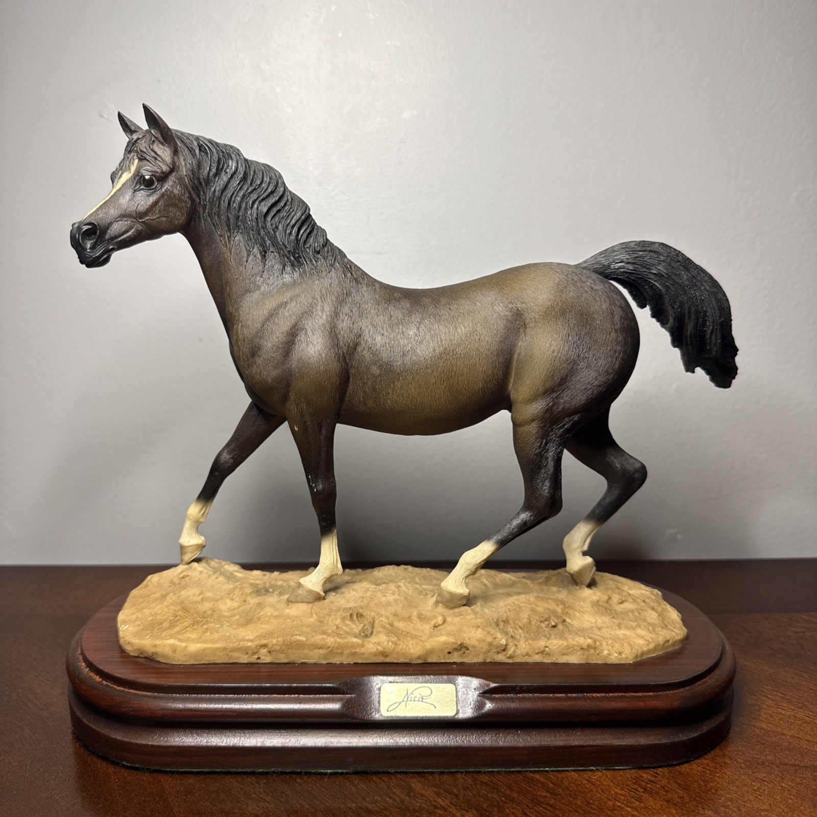 Vintage Signed Nico Grullo Arabian Horse Resin Sculpture Made In Spain