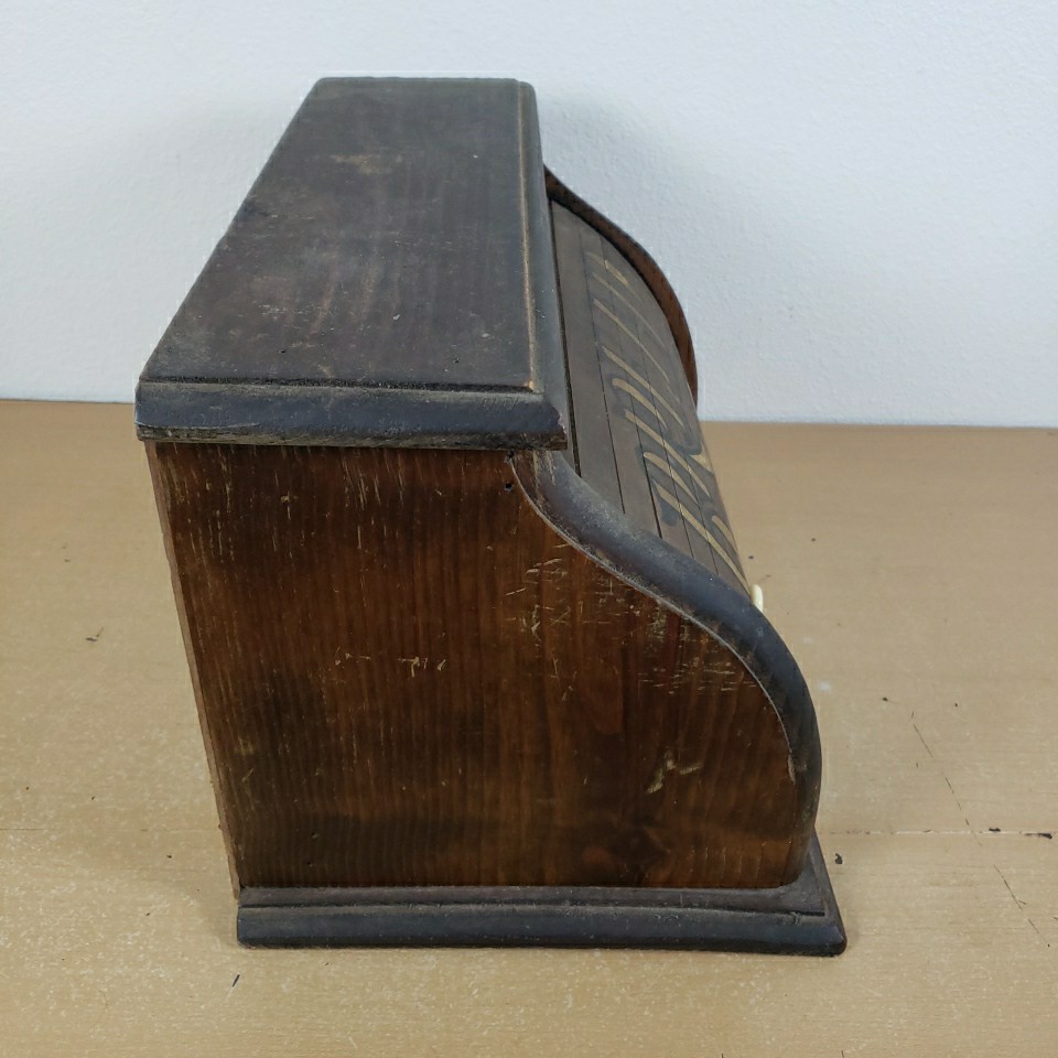 Vintage Roll Top BREAD BOX Storage Primitive Rustic Farmhouse Wood Box