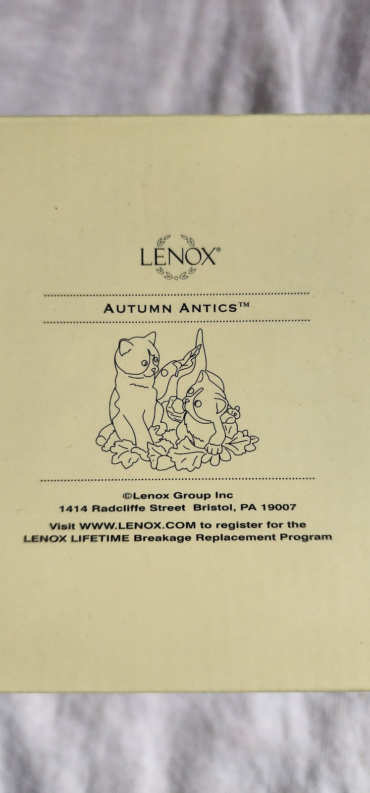 Lenox AUTUMN ANTICS Cat Kittens Playing in Autumn Leaves New