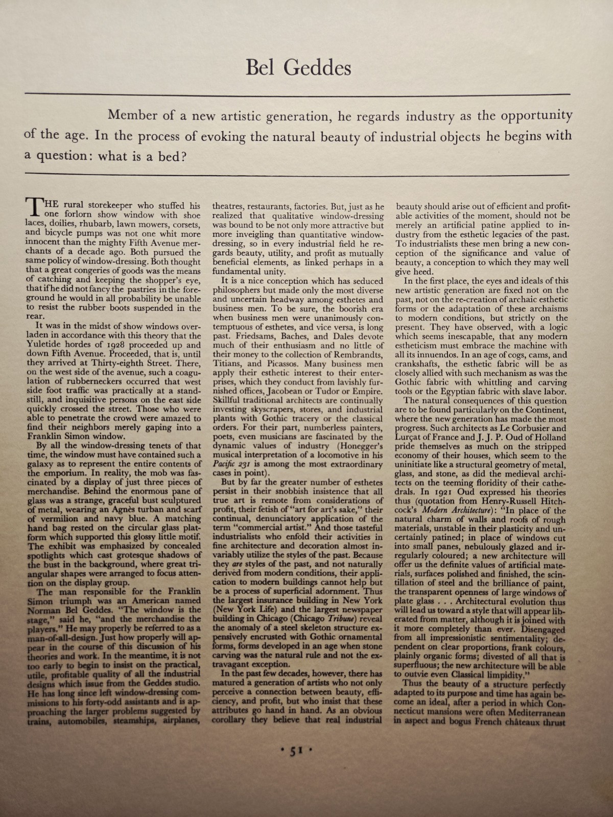Norman Bel Geddes Art Deco Artist Designer Architect Full Magazine Article 1930