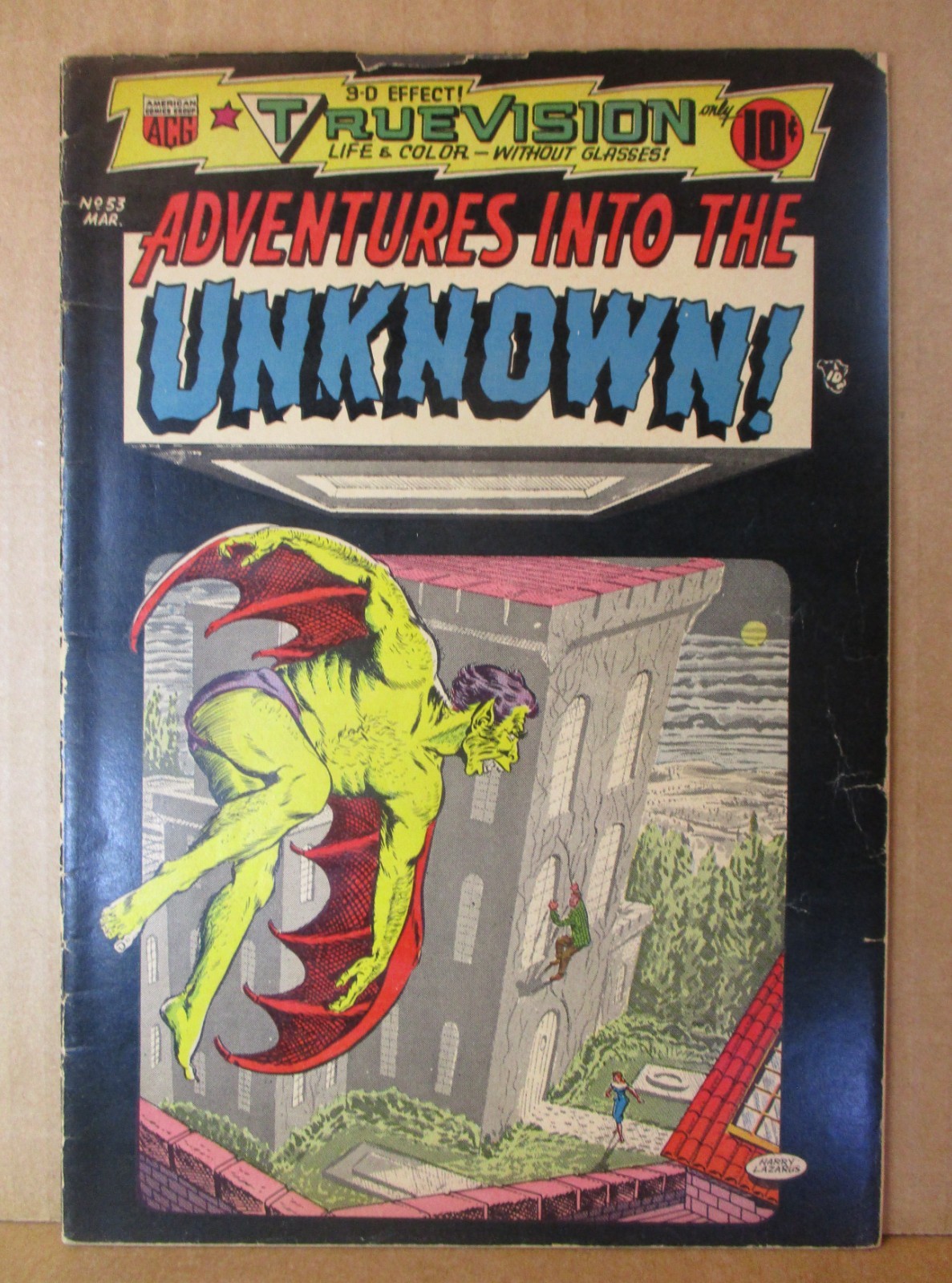 Adventures Into The Unknown 53 Vampire Bat 3D Effect 1954 ACG Horror Comic Werew