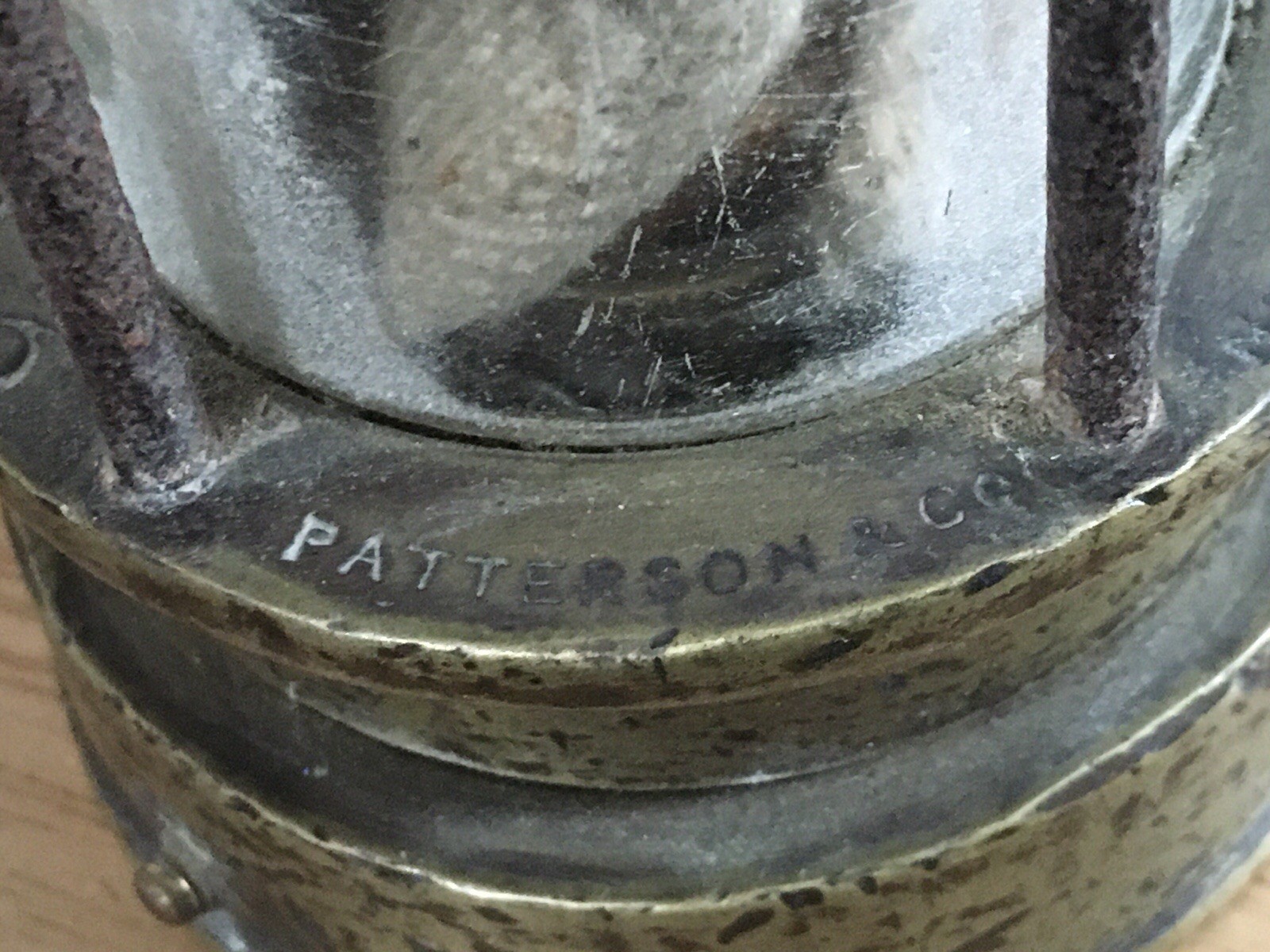 Vintage Patterson A 1 Brass miners lamp. 306 on top 1163 All around patent