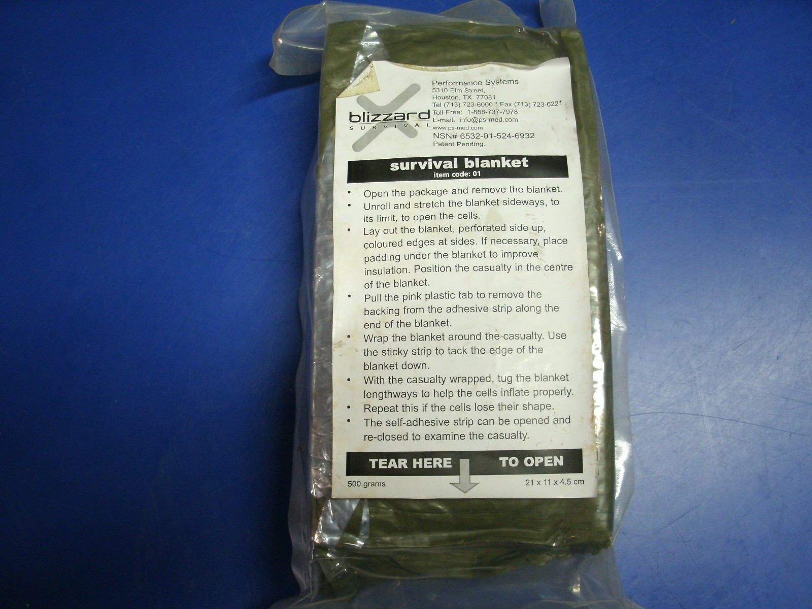US ARMY OD GREEN BLIZZARD SURVIVAL BLANKET FIRST AID MEDIC GEAR