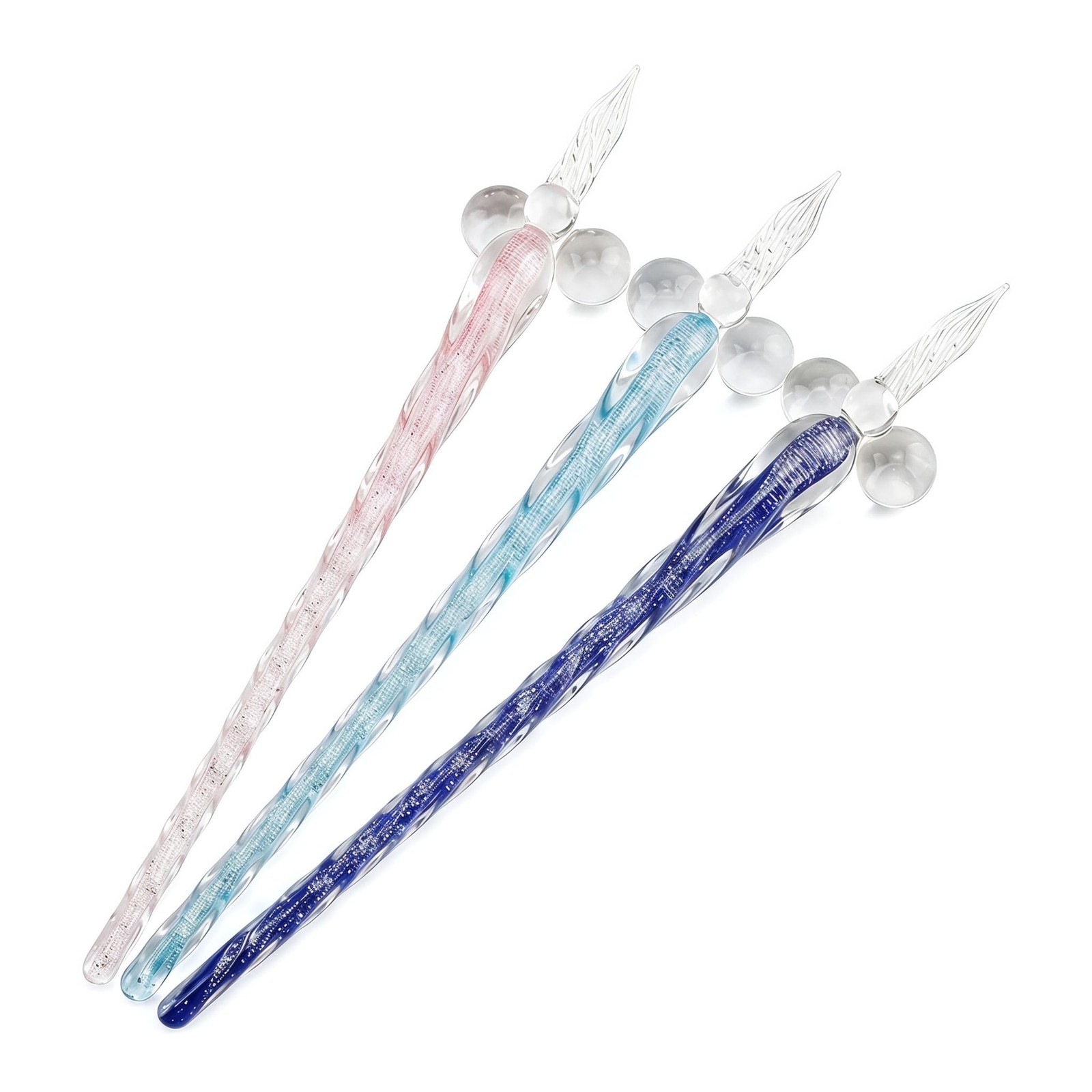 3 Pack Handmade Glass Dip Pen Set, High Borosilicate Crystal Calligraphy Glas…