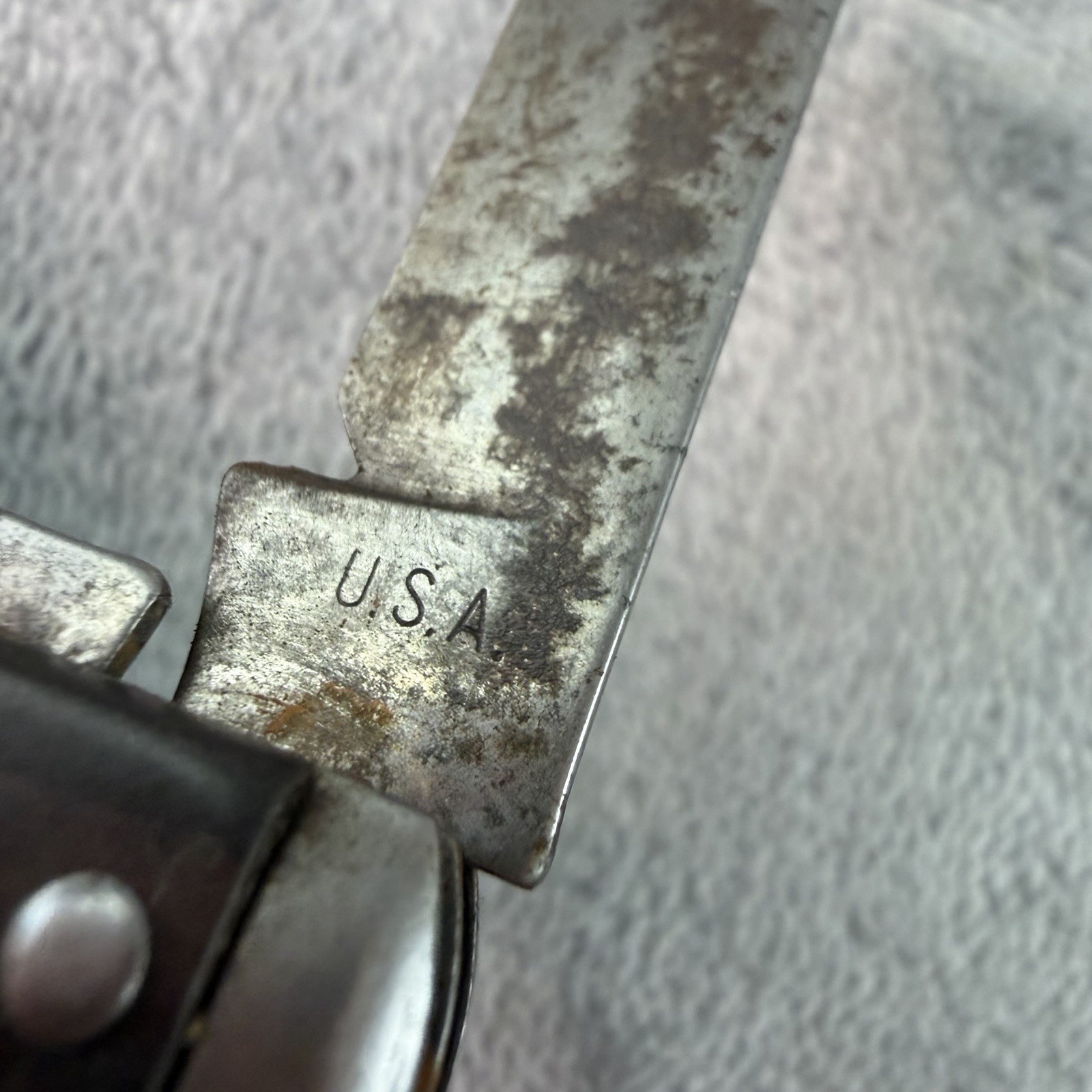 Vtg USA Made Double Blade Slip Joint Pocket Knife with Wood Scales B476