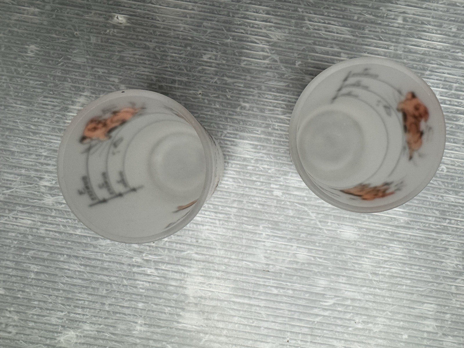 vintage MCM FEDERAL GLASS Co. 1950s frosted 3oz Piggy Shot Glass LOT/2