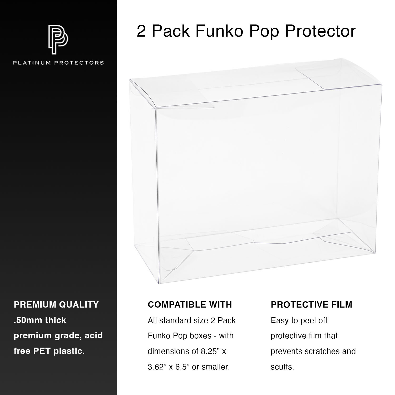 2-Pack Pop Protector Case For Funko 2 Pack Boxes for Vinyl Figures Thick .50mm