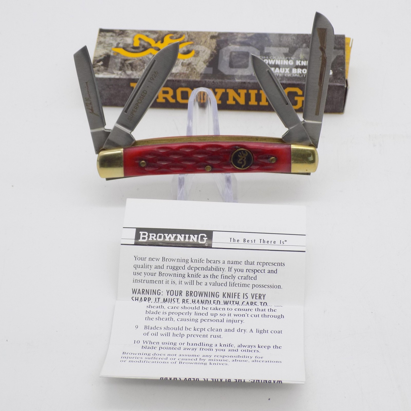 Browning 322184 Red Bone Congress Folding Pocket Knife 4 Blade W/Box New