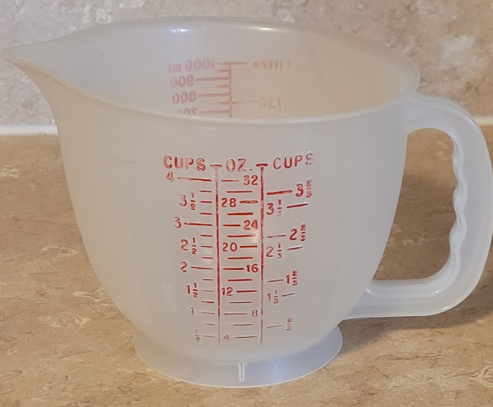 Tupperware 4 Cup Measuring Vintage 1977 1 Ltr Pitcher 1288-6 Red No Lid