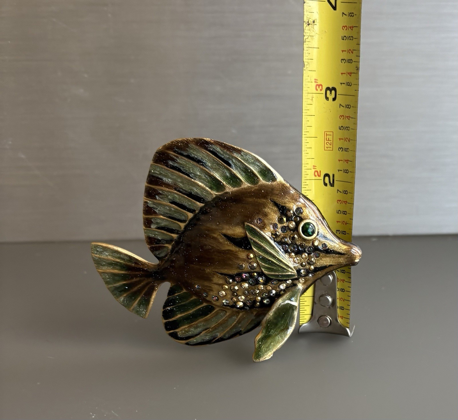 Jay Strongwater “Lustre Albert Yellowtang” fish figurine with Swarovski crystals