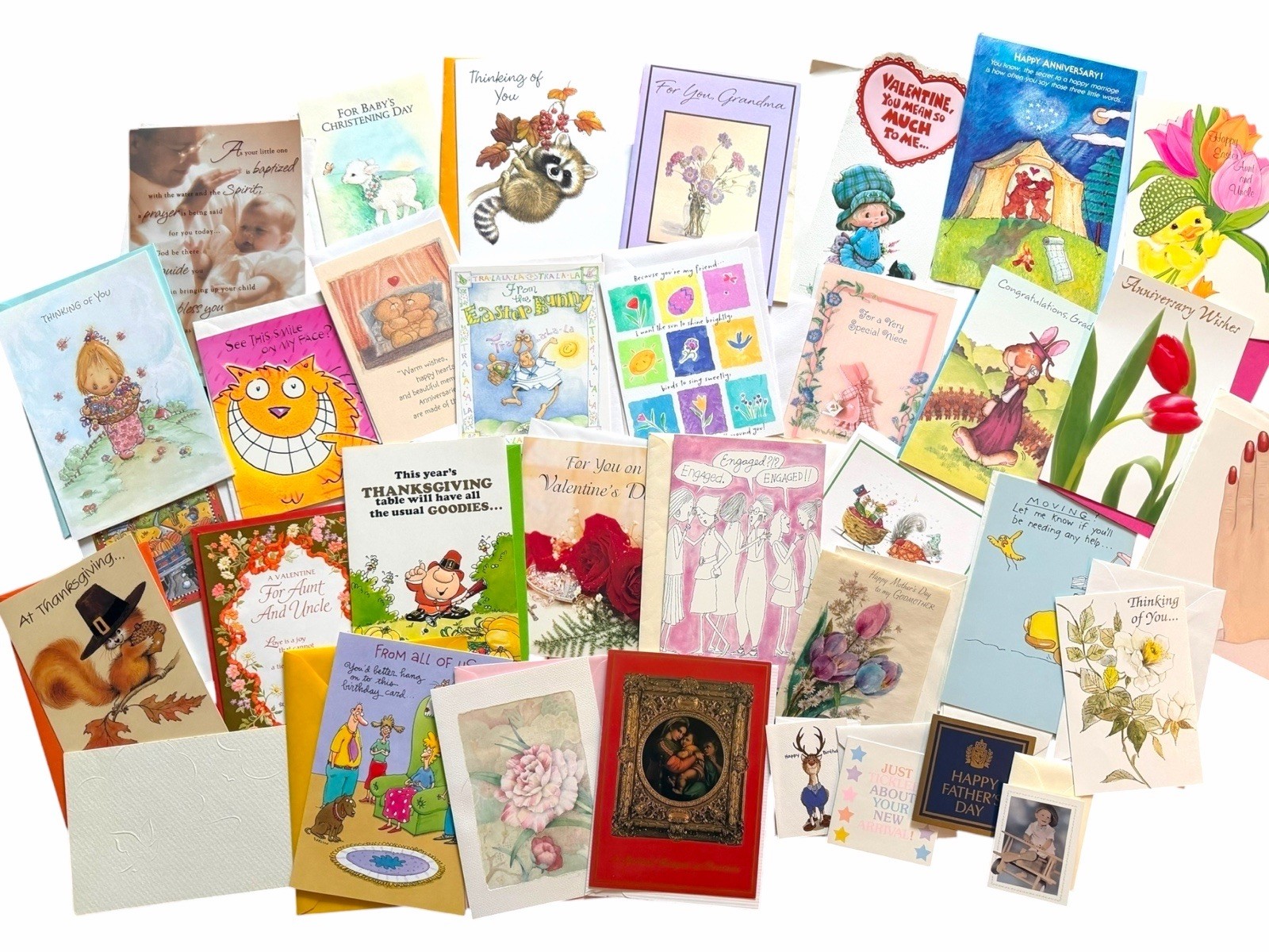 34 Unused Greeting Cards 80s 90s Mixed Occ Hallmark Craft Lot Religious Vintage