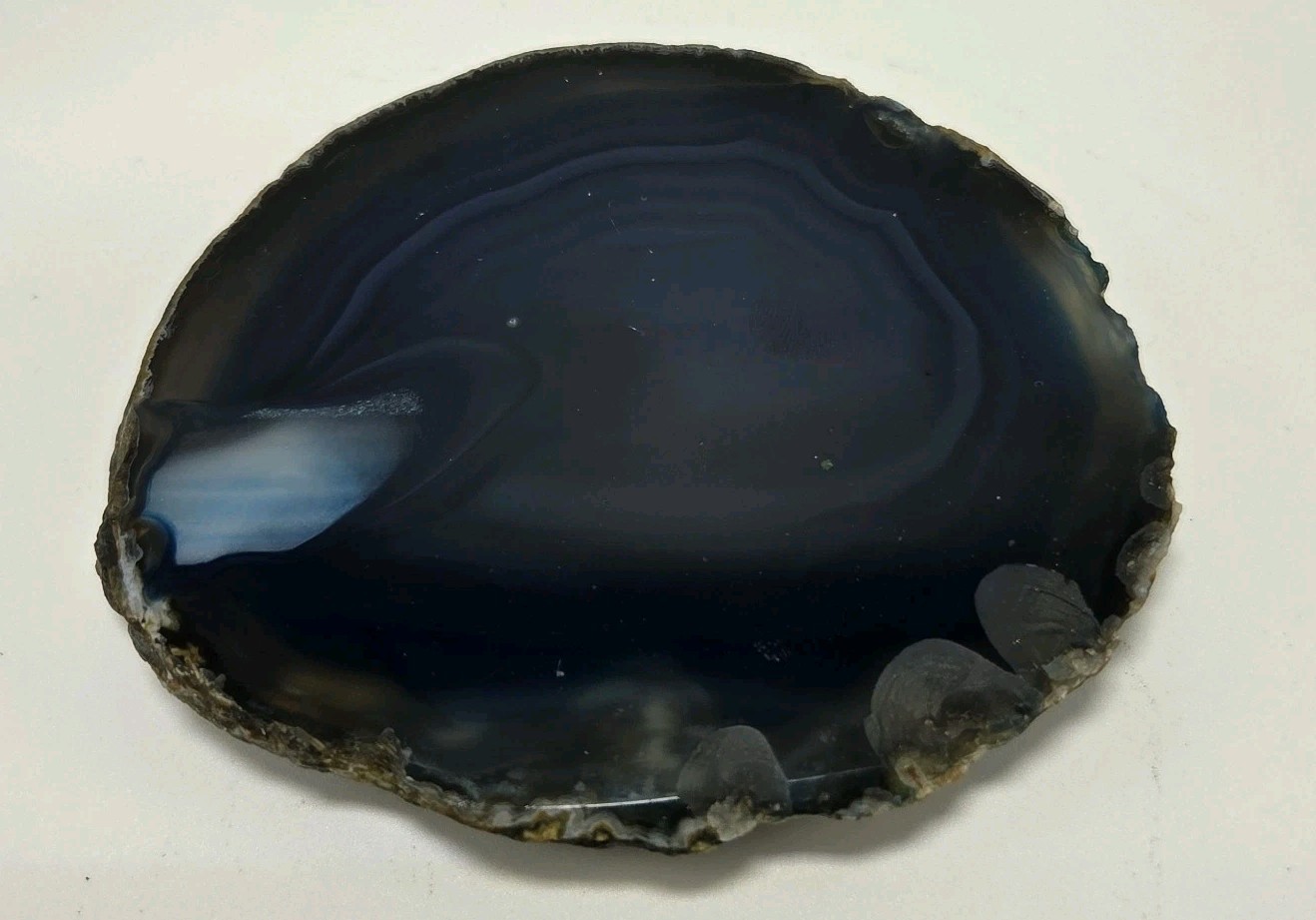 Blue White Gray Agate Slice Geode Polished Crystal Quartz Gemstone Healing