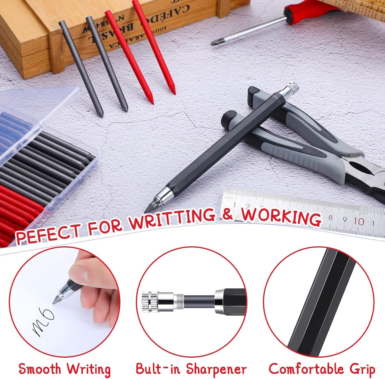 36 Pcs 5.6 MM Lead Mechanical Pencil Refills and 36 Count (Pack of 1), Black