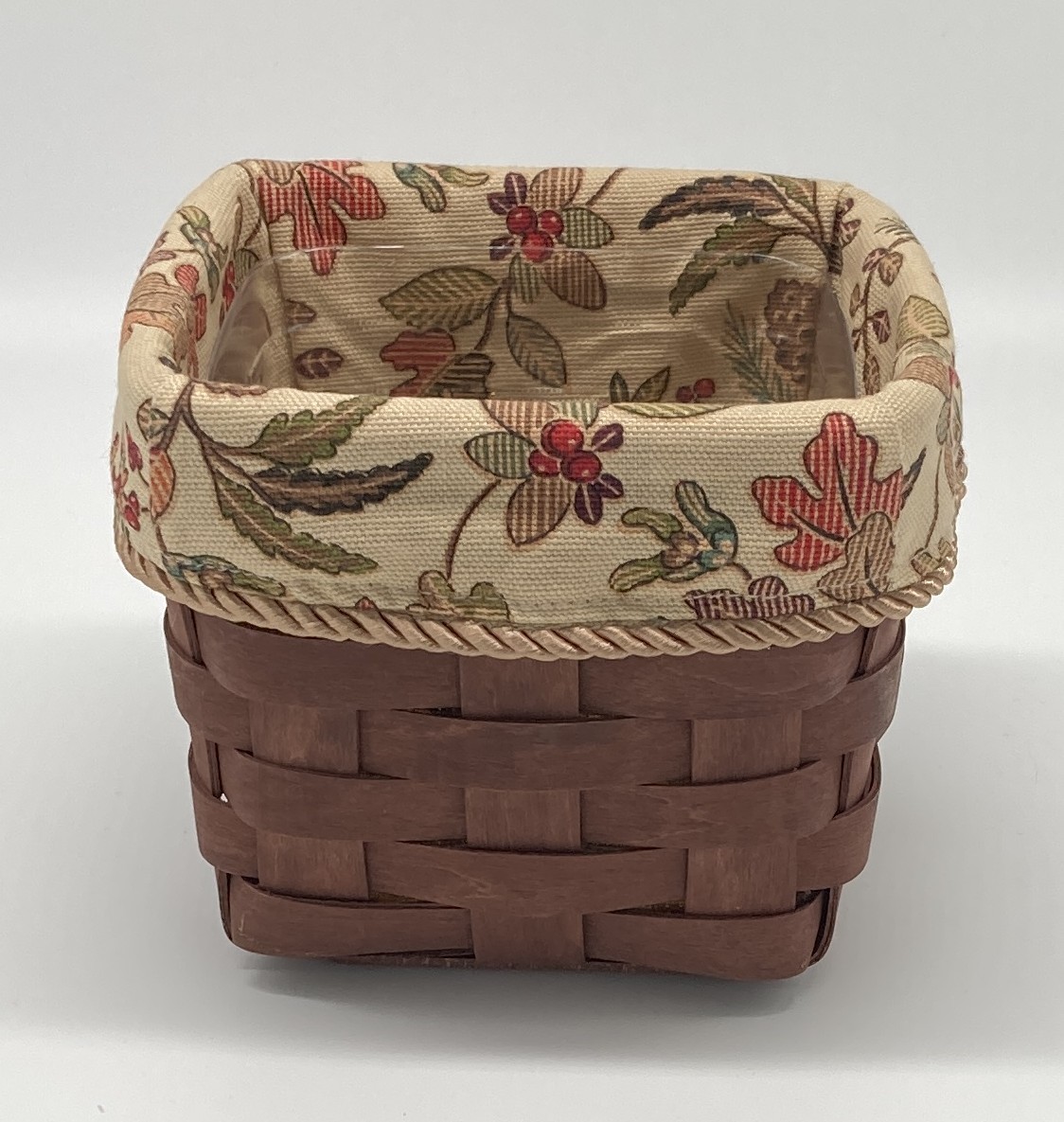 Longaberger 2008 Rich Brown Teaspoon Basket with Fall Liner & Protector