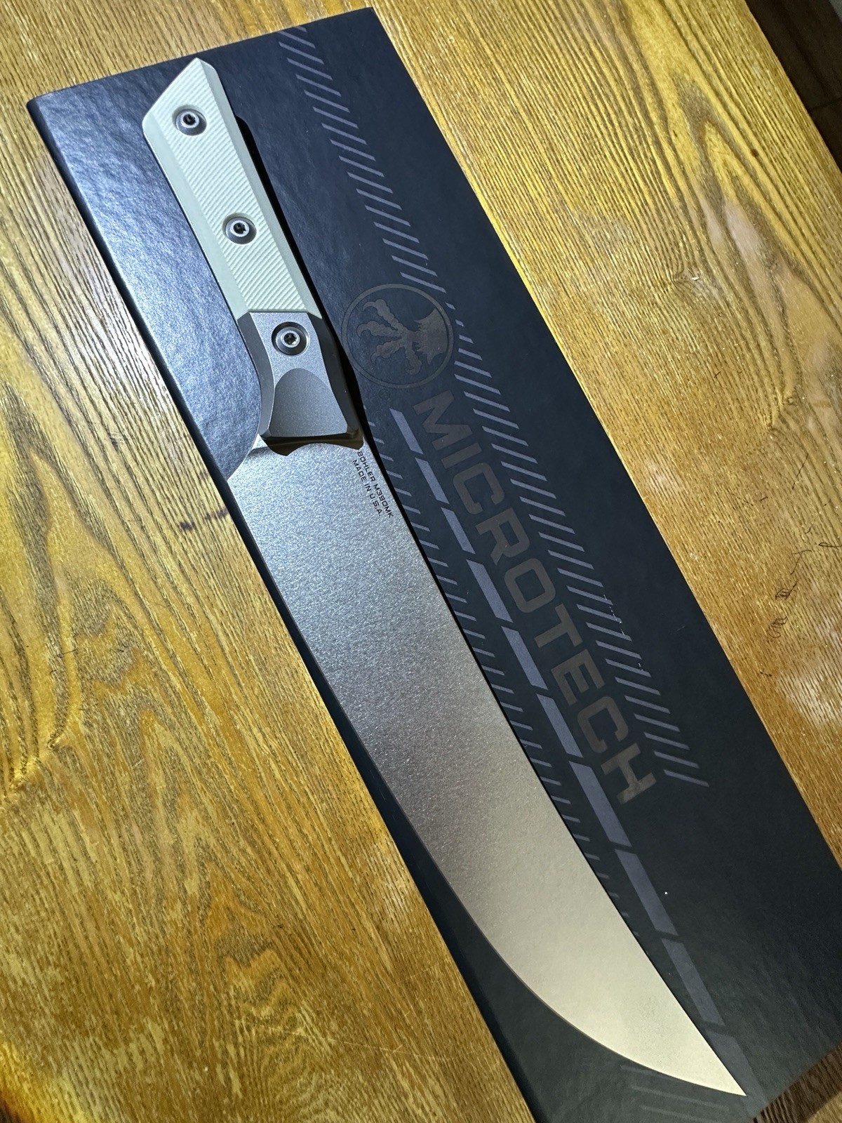 Large Microtech Butcher Knife Bohler M390 Blade Steel Stonewashed With Titanium