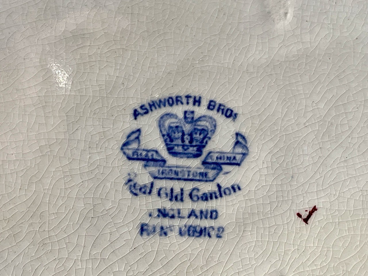 Antique Canton Staffordshire Ashworth Bros Blue White Chinoiserie Transfer ware