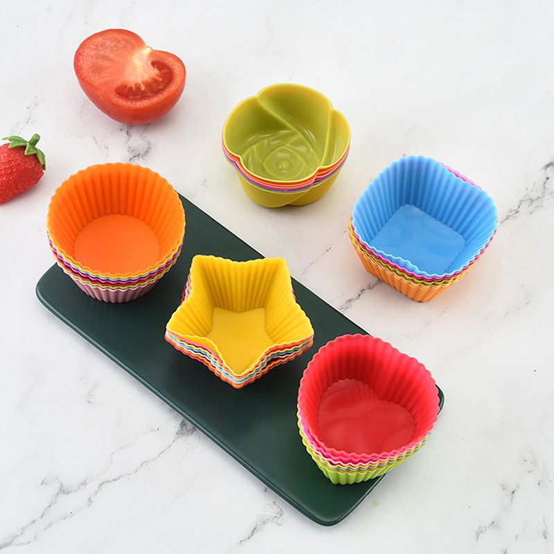 7pcs/lot Silicone Cake Cup Round Shaped Cupcake Baking Molds Cooking Cake To JL