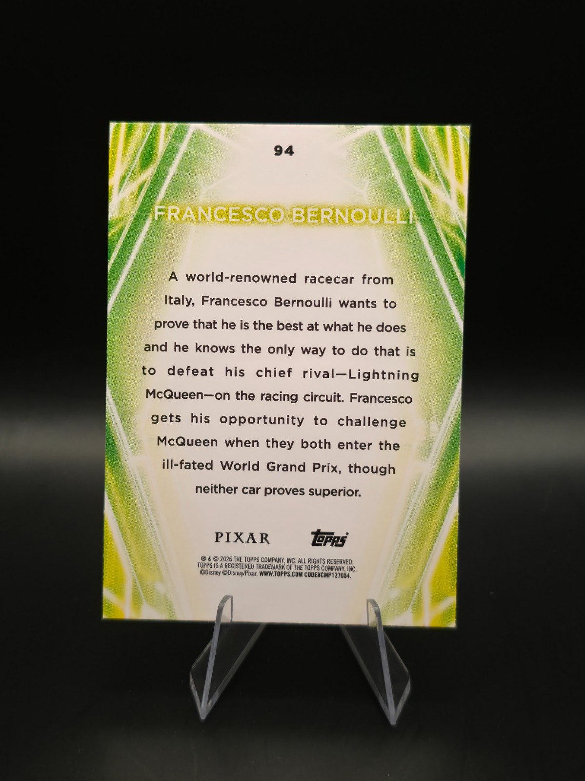 Francesco Bernoulli, Cars 2 2026 Topps Disney Neon Base #94