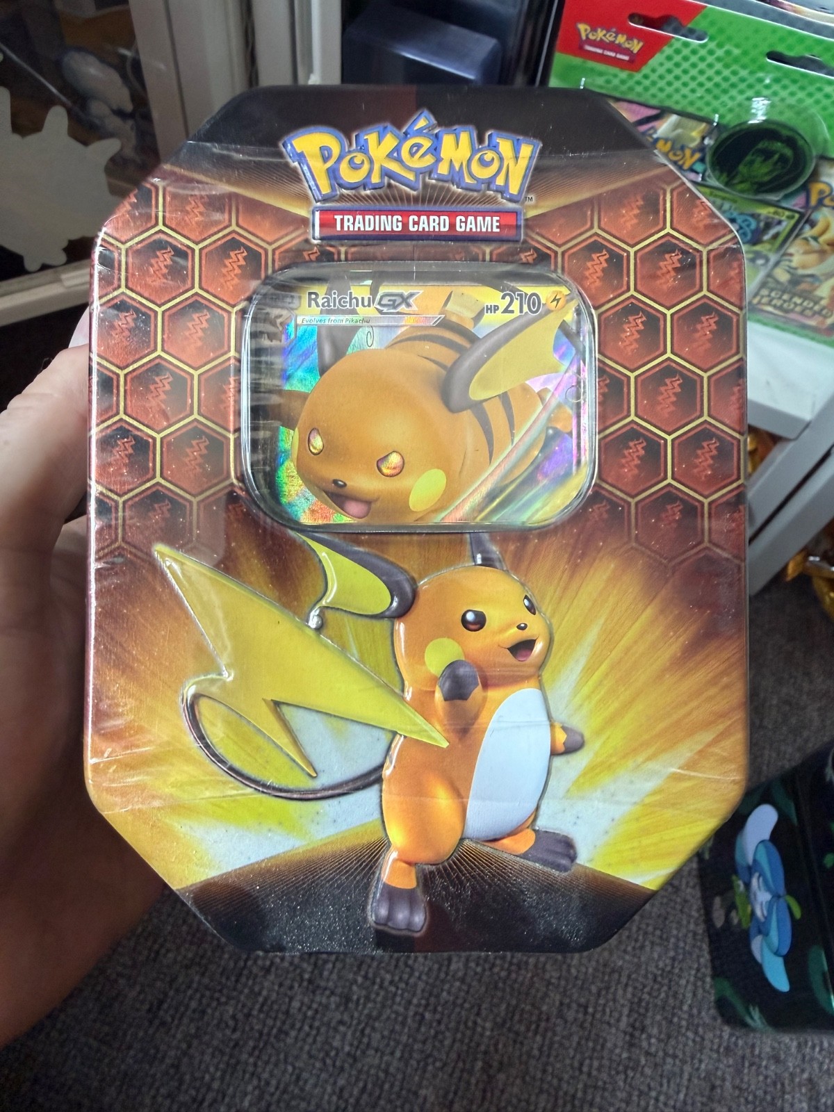 Pokemon TCG Hidden Fates Raichu GX Tin
