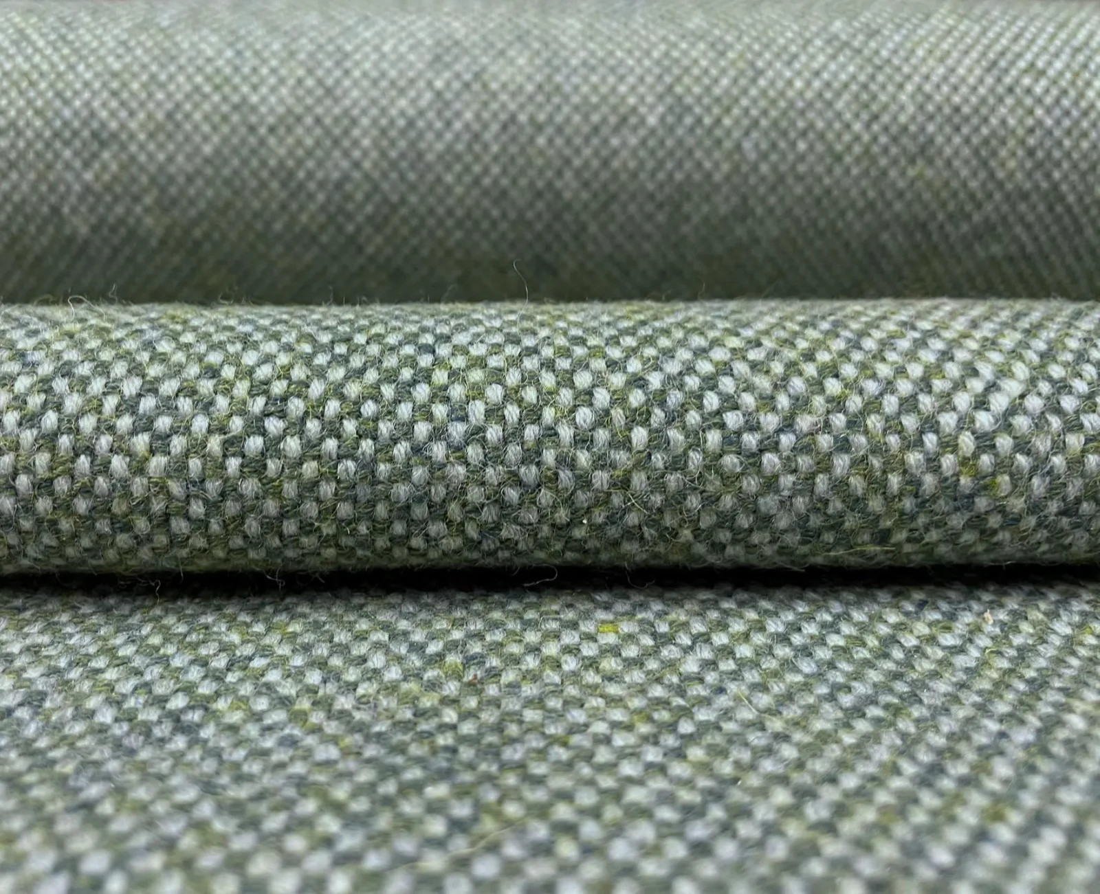2.875 yd Maharam Firma Lineage Green White & Yellow Wool Upholstery Fabric – HF