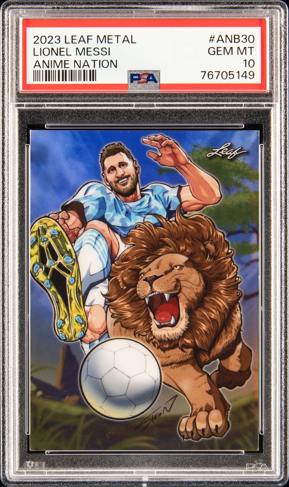 2023 LEAF WEB EXCLUSIVES ANIME NATION #30 LIONEL MESSI 348/373 PSA 10