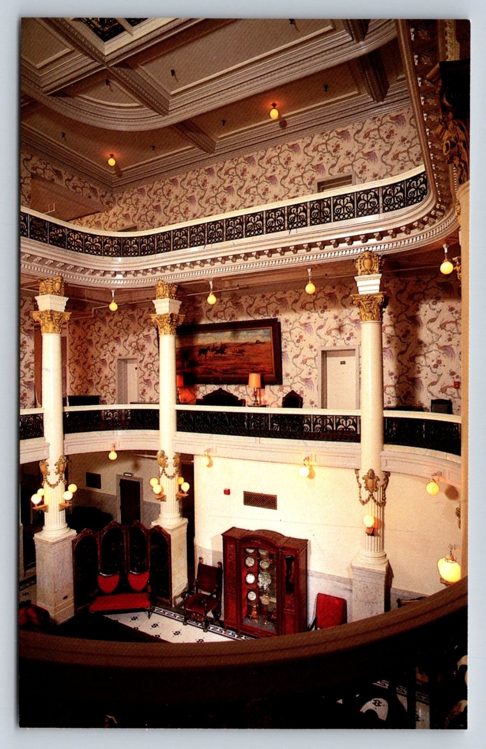 Menger Hotel Victorian Lobby San Antonio TX Postcard Alamo Riverwalk