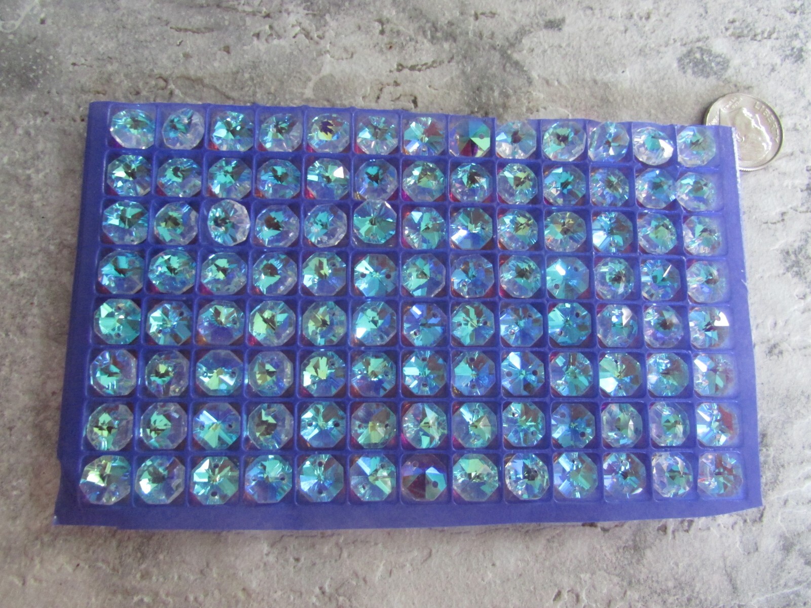208-8MM (5/16″) AB COLOR AAA 2 HOLE OCTAGON CRYSTAL GLASS BEADS
