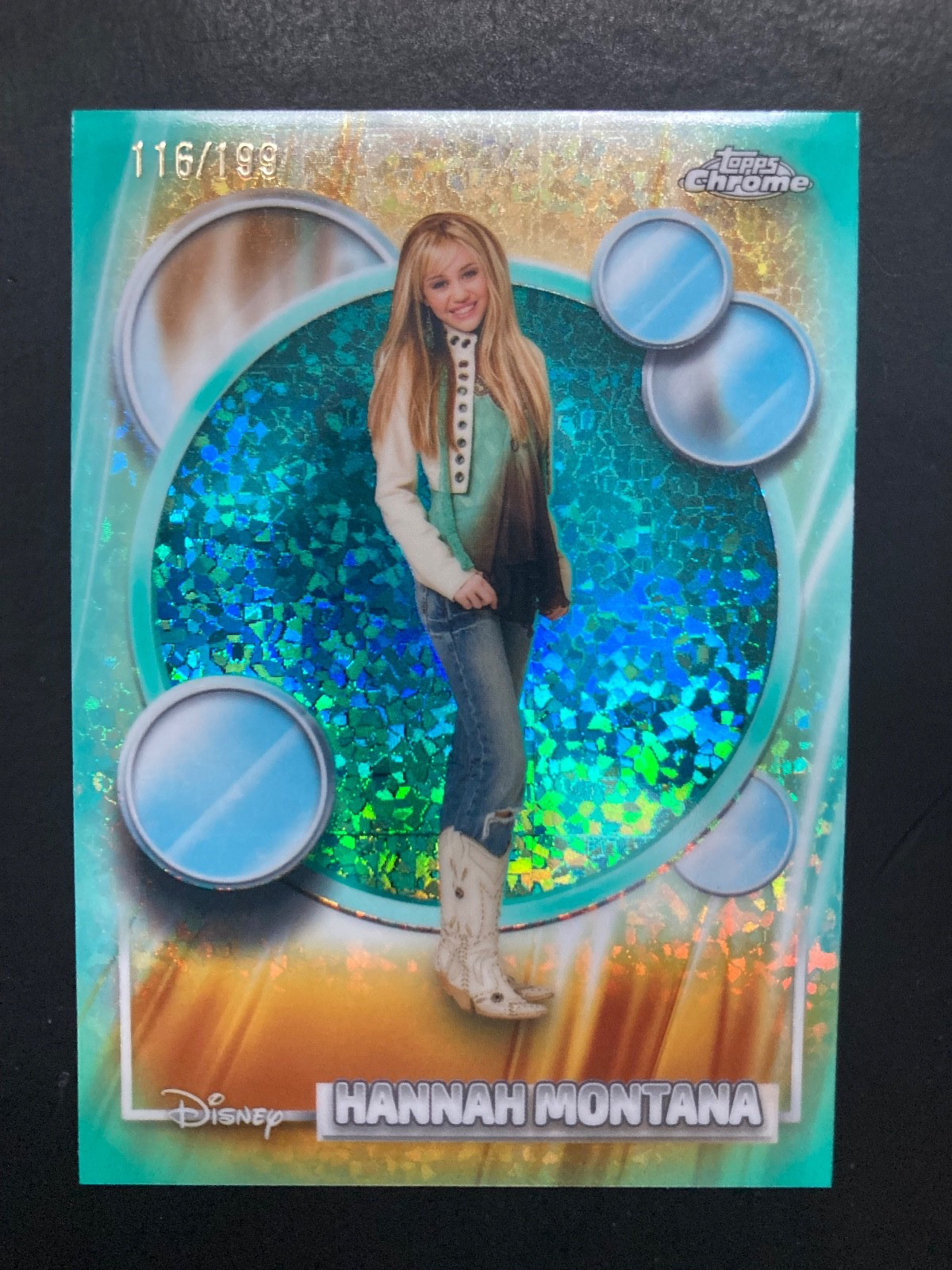 2026 Topps Disney Chrome Hannah Montana #4 Aqua Mini Diamond /199