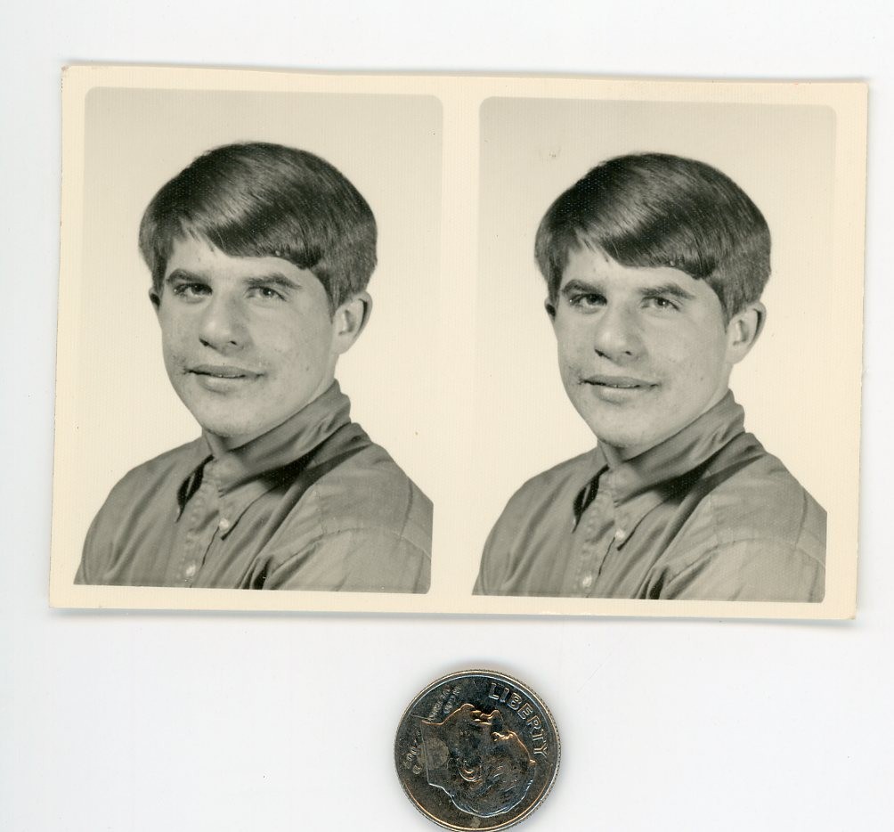 Old 1956’s mini WALLET dbl-photo / Lucky YOUNG MAN Eventually Grew Into His Nose