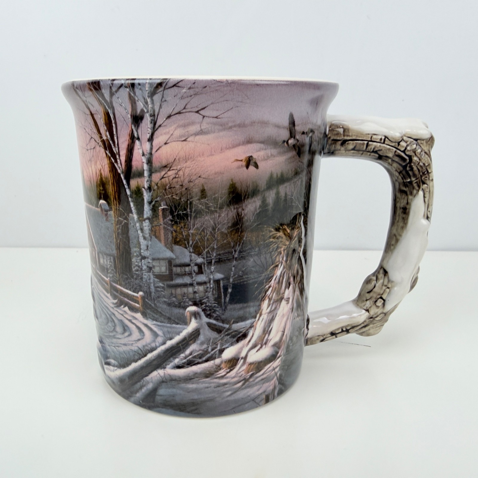 Terry Redlin Hadley Collection Mug Winter Sleigh Ride Birch Handle Coffee Cup
