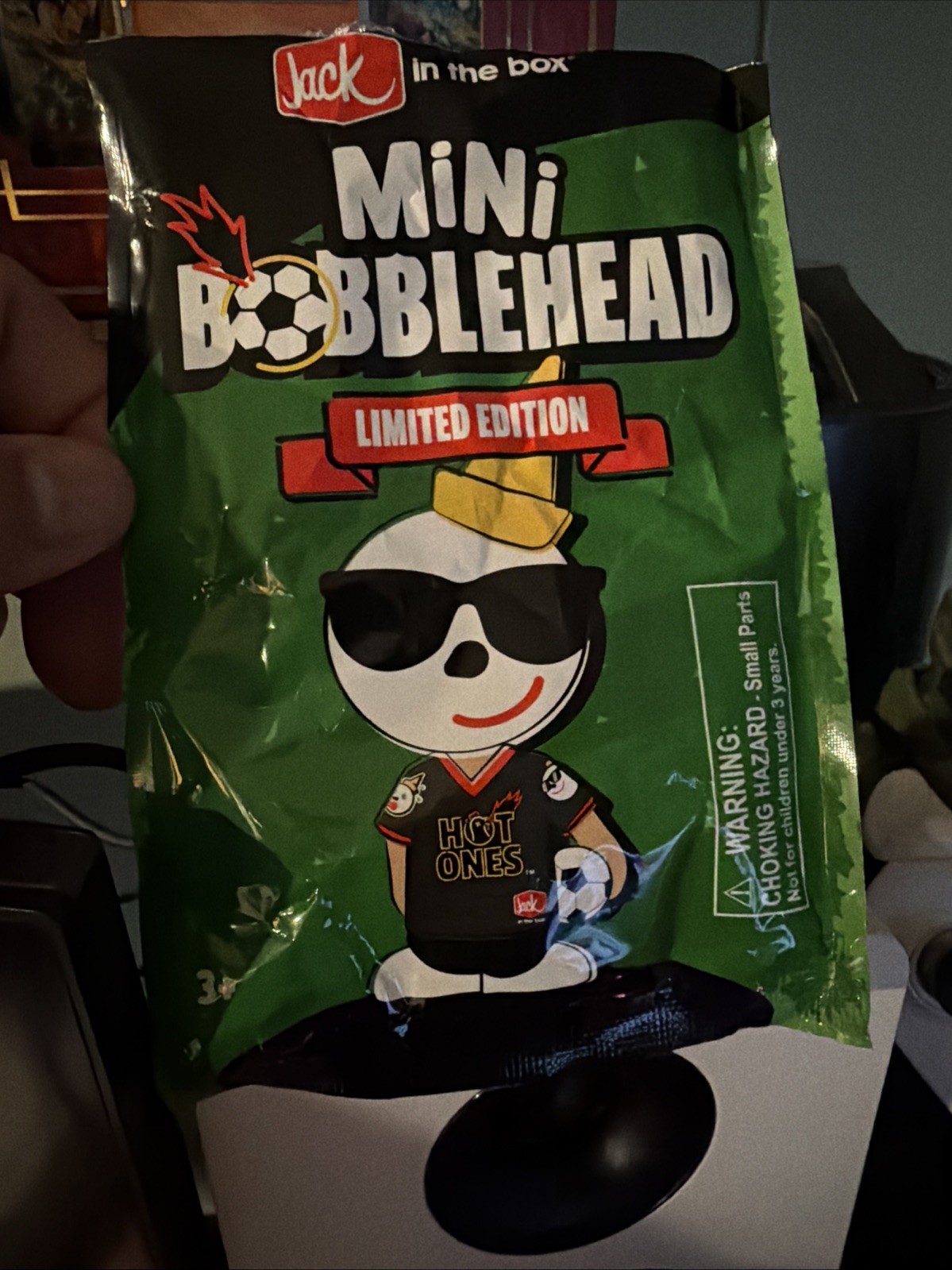 Jack in the Box Mini Soccer World Cup Bobblehead Rare Jersey! Hot Ones Collab